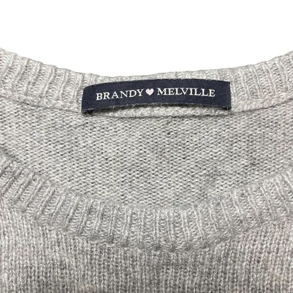 Brandy Melville Crewneck Wool Blend Sweater Horizontal Stripes Gray & Black - Picture 4 of 10
